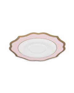 IONICA Piattino per tazza caffè rosa con filo oro al bordo e filo marly Ø cm 13